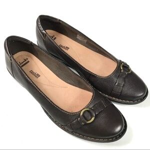 CLARKS - Collection Brown Leather Soft Cushion Flats